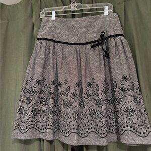 Joe Benbasset Charcoal Skirt with Black Floral Design